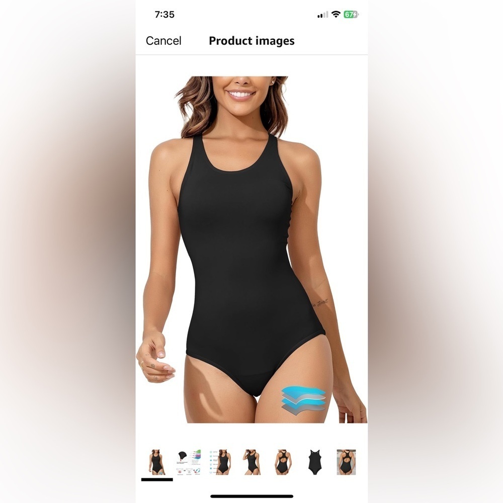 Racer back one piece swimsuit, period proof - Picture 5 of 12